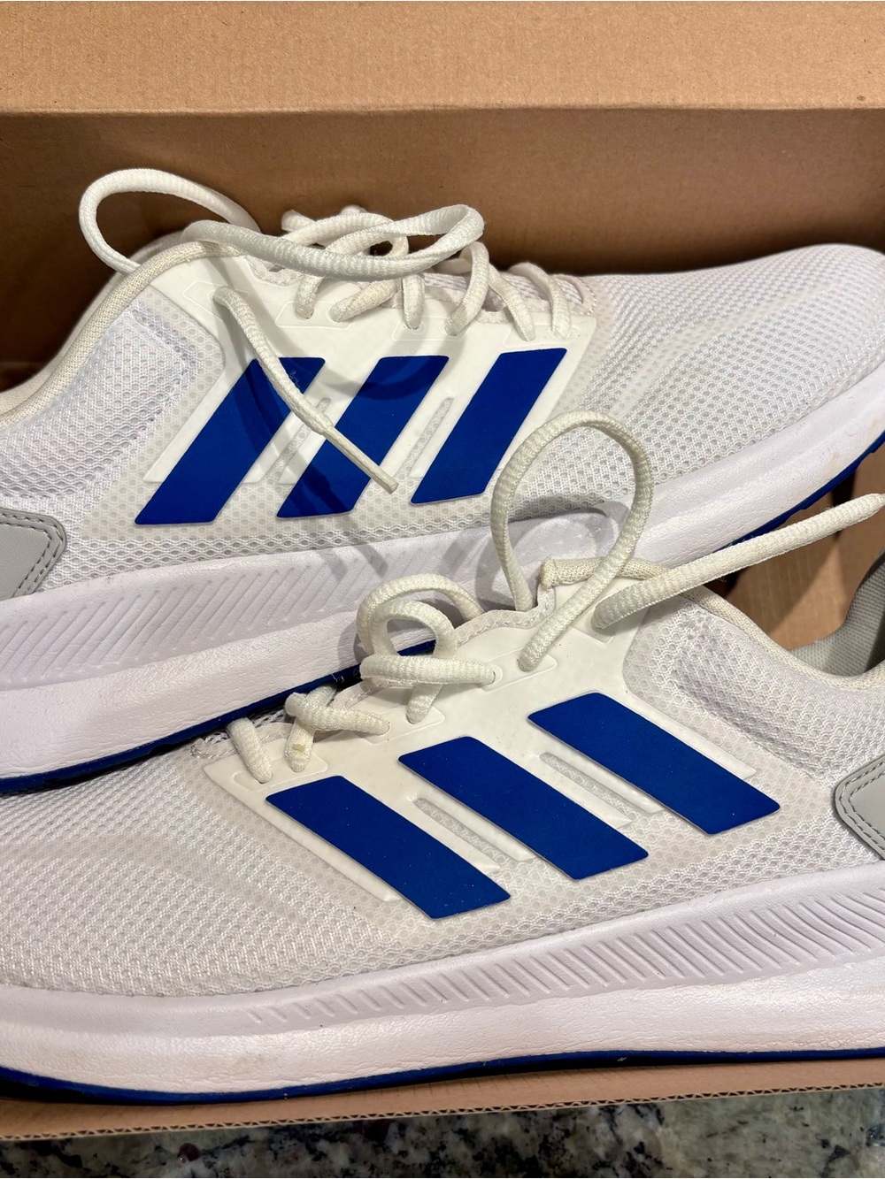 adidas White and Blue Men's Athletic Sneakers